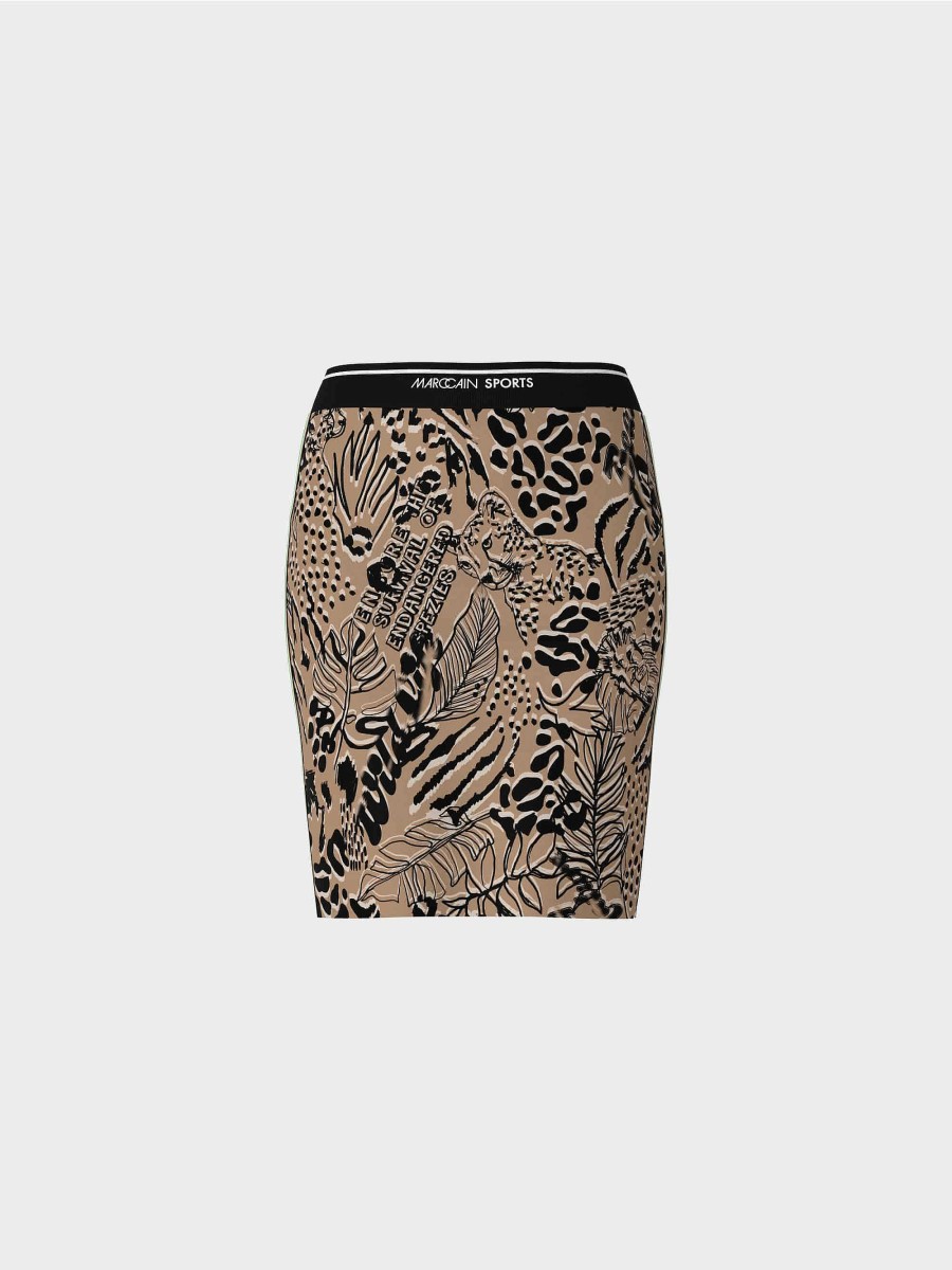 Marc Cain Narrow Skirt With All-Over Print Rocke