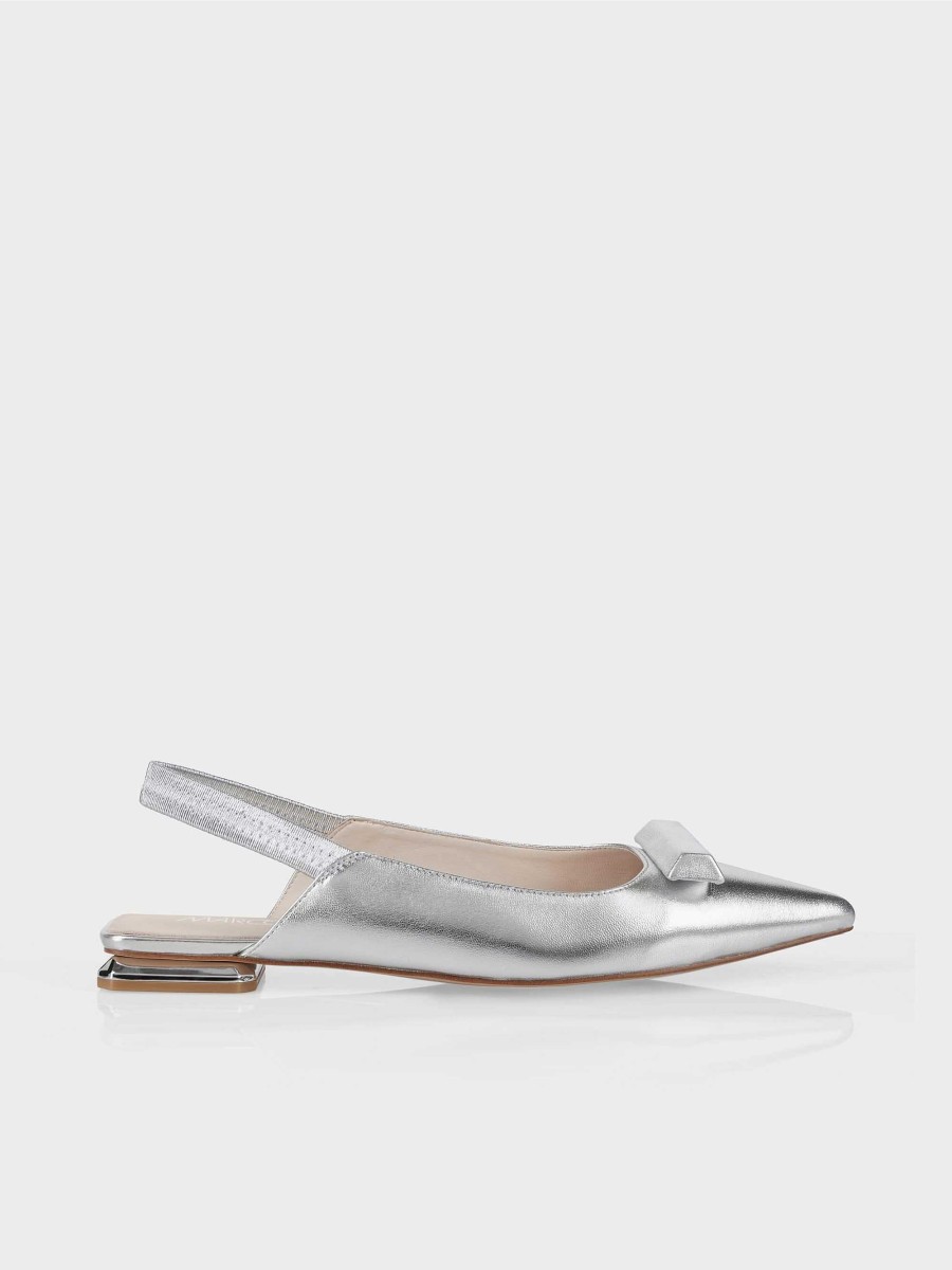 Marc Cain Flat Slings In Silver Shoes