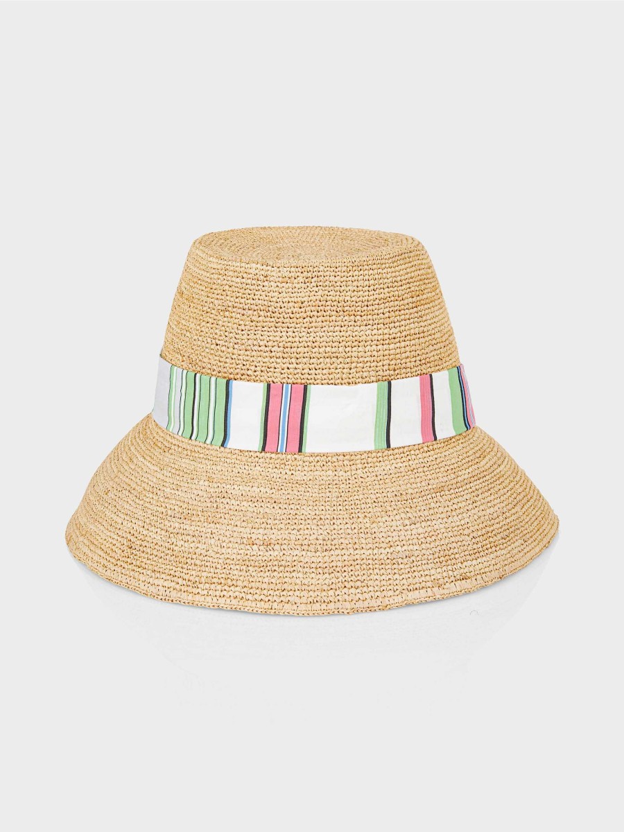 Marc Cain Straw Hat With Striped Ribbon Accessories