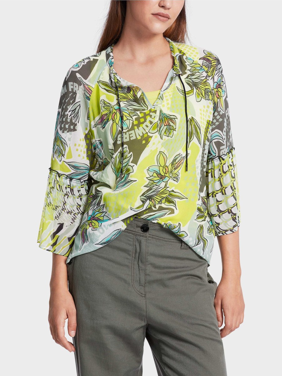 Marc Cain Raglan Blouse Made Of Viscose Crepe Blouses & Tunics