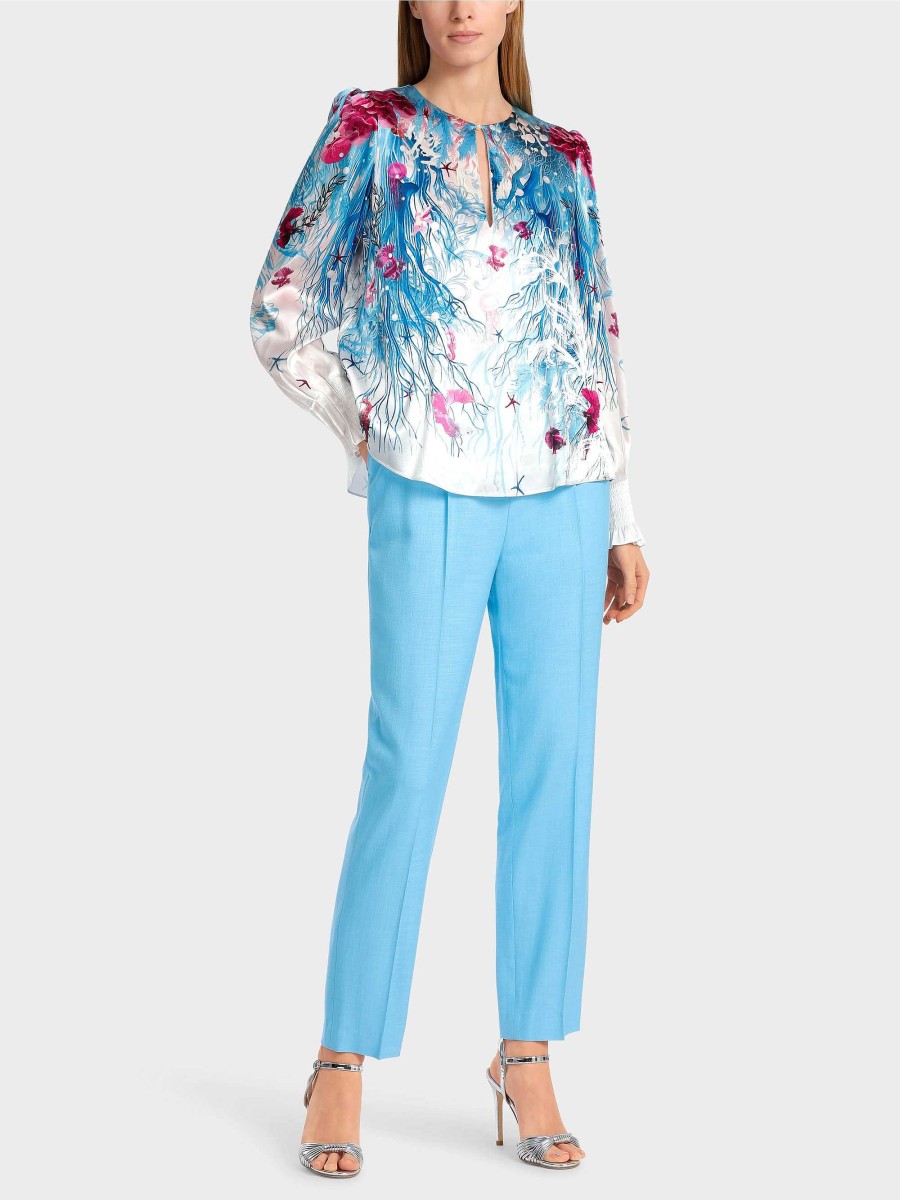 Marc Cain Slip-On Blouse In An Underwater Design Blouses & Tunics