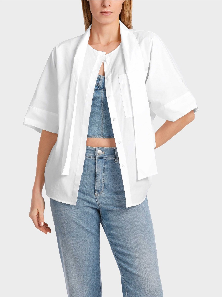 Marc Cain Tie-Neck Blouse With Kimono Sleeves Blouses & Tunics