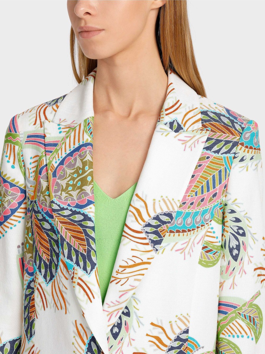 Marc Cain Body-Hugging Blazer With A Fancy Leaf Motif Pantsuits