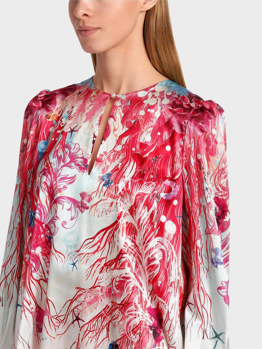 Marc Cain Slip-On Blouse In An Underwater Design Blouses & Tunics