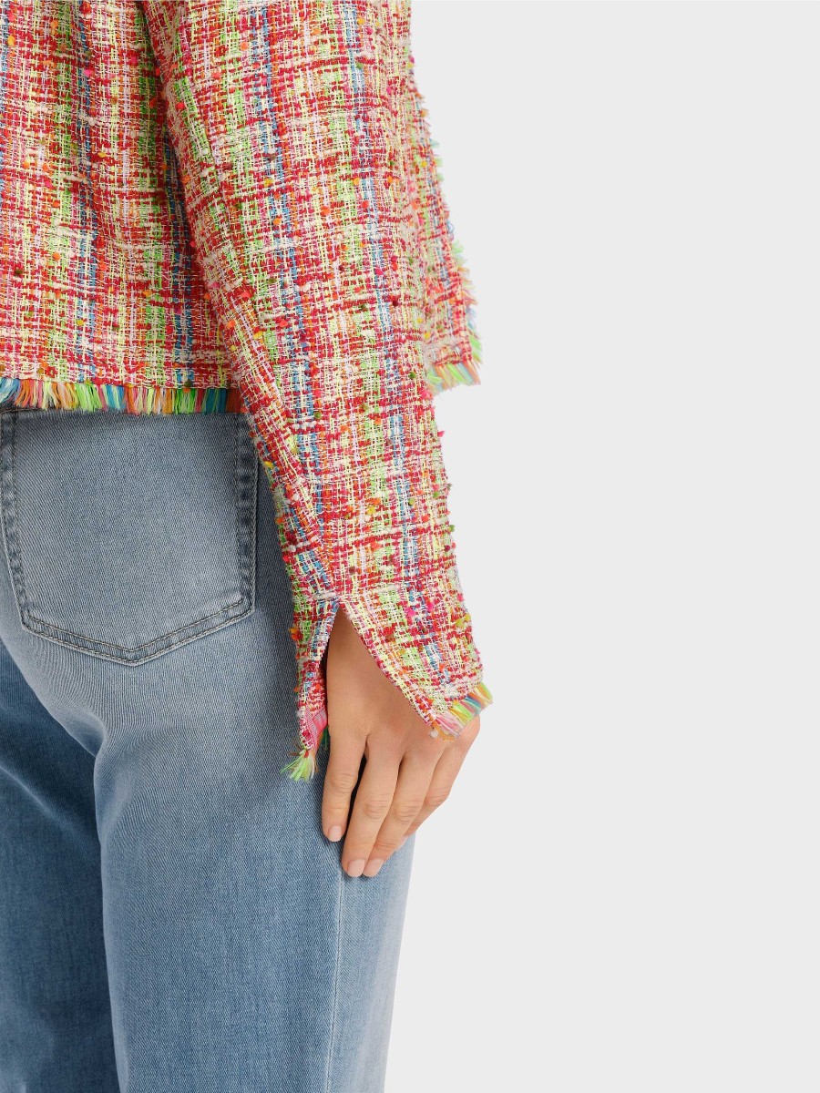 Marc Cain Boucle Jacket In Multicolor Check Jackets