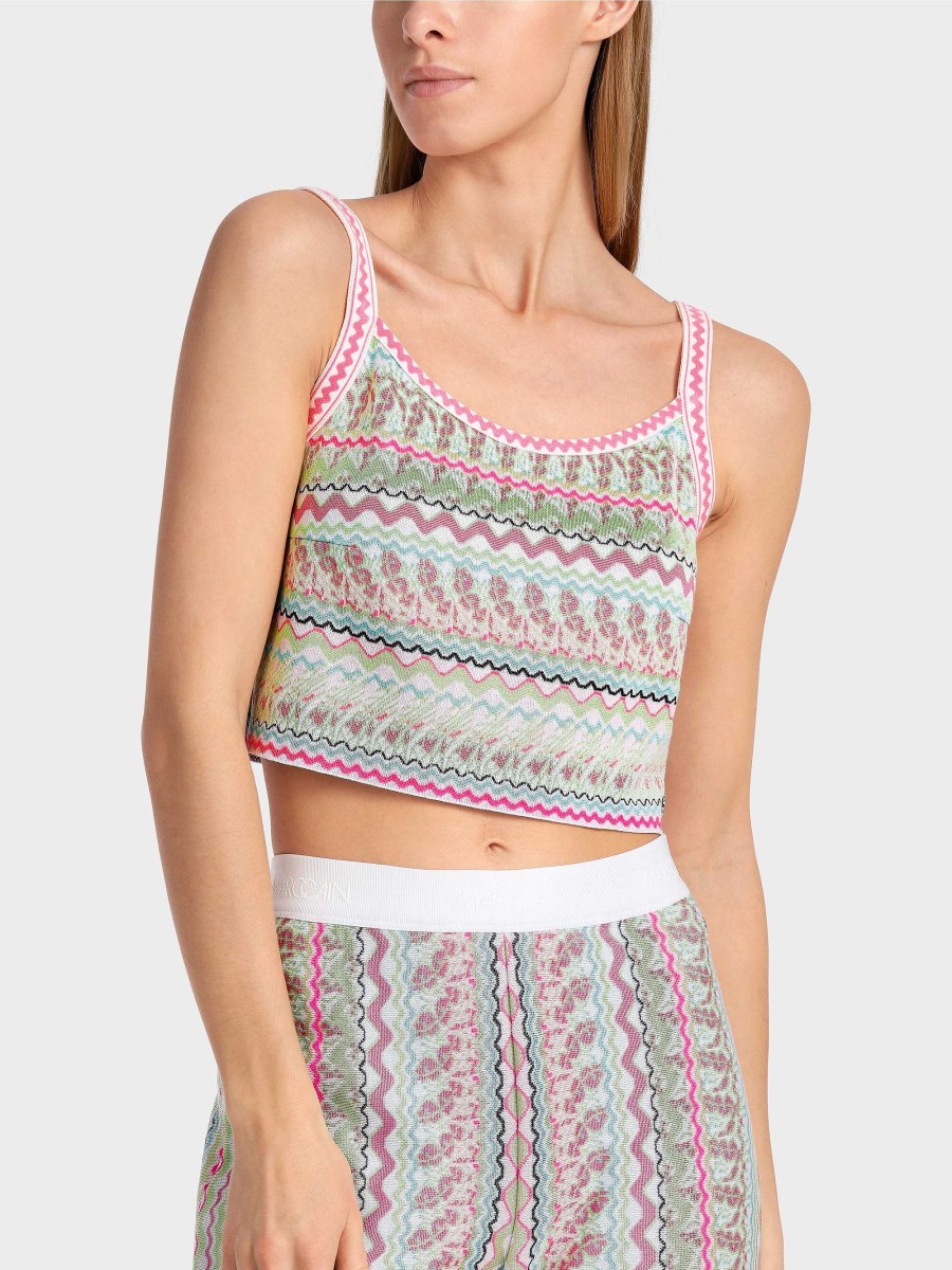 Marc Cain Crop Top With Straps, Knitted In Germany Knit