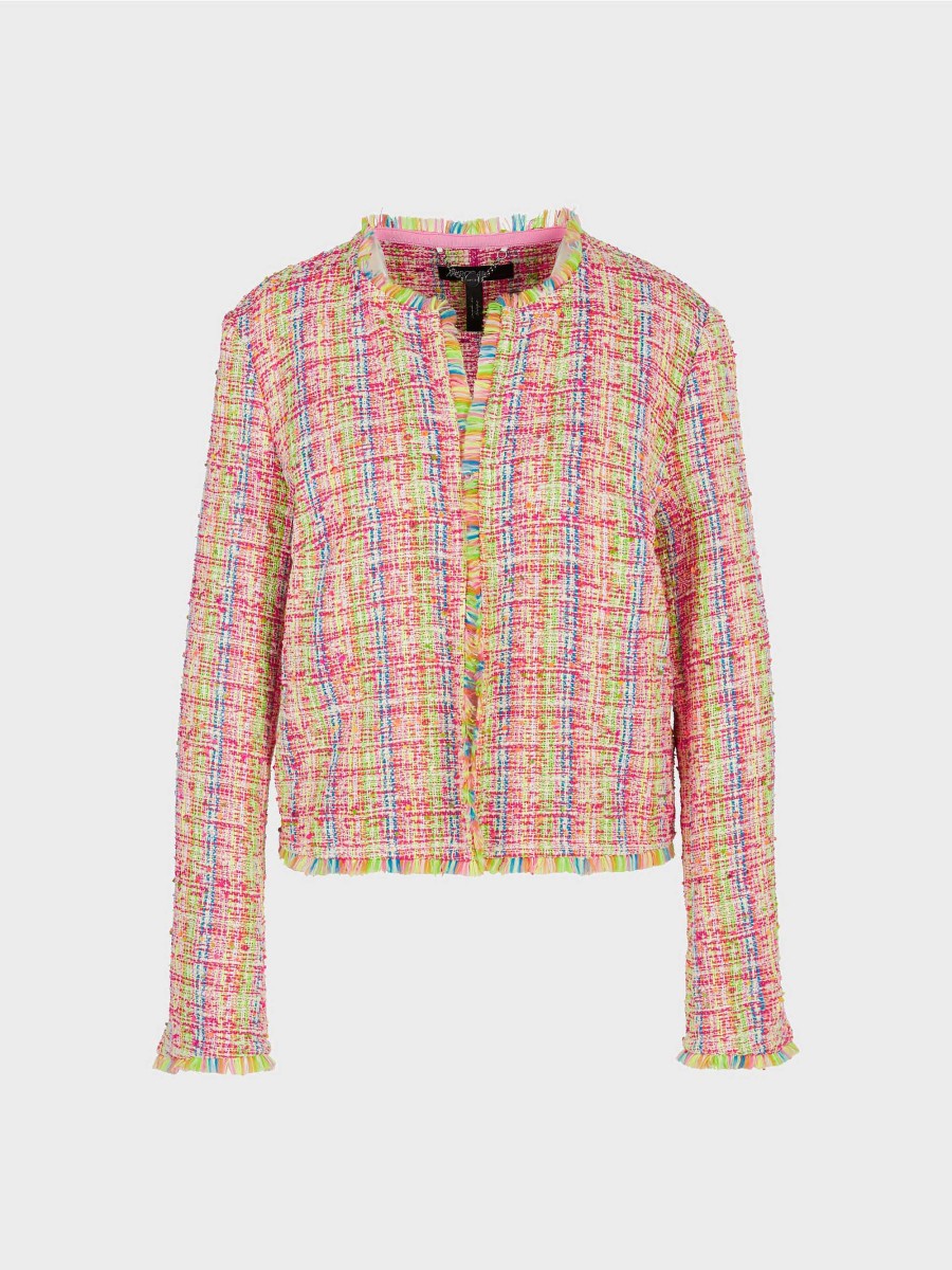 Marc Cain Boucle Jacket In Multicolor Check Jackets