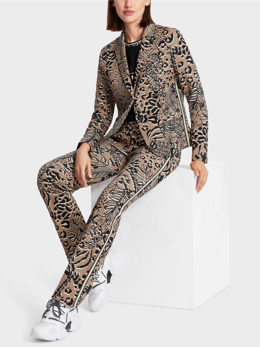 Marc Cain Jersey Blazer With Floral Print Pantsuits