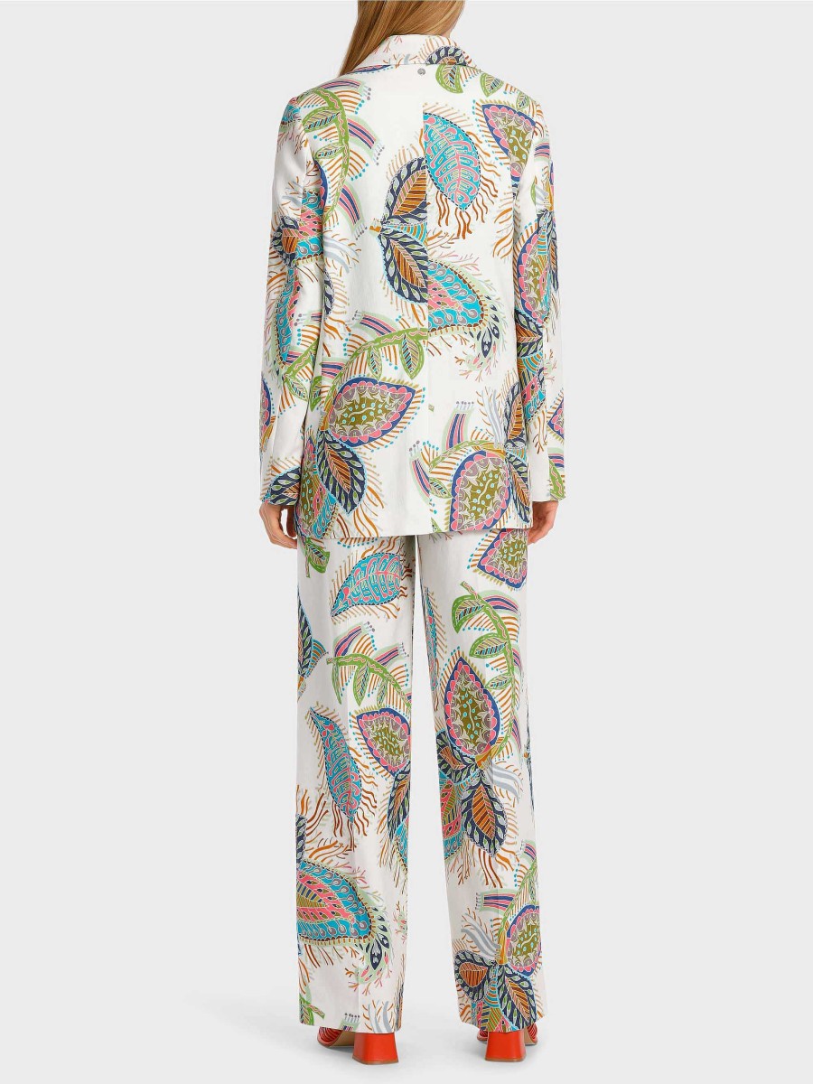 Marc Cain Body-Hugging Blazer With A Fancy Leaf Motif Pantsuits