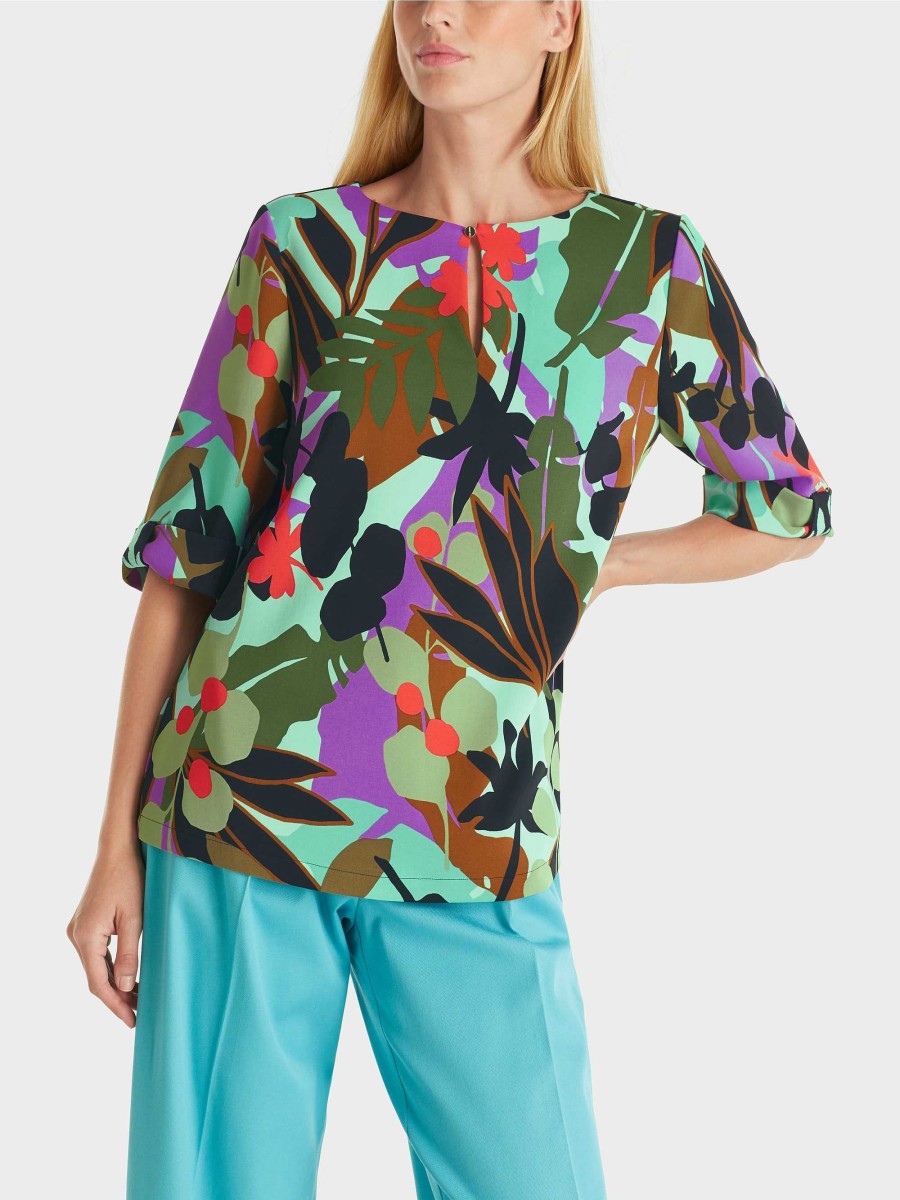 Marc Cain Blouse In Colorful Leaf Pattern Blouses & Tunics